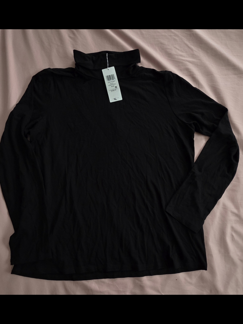 Eileen Fisher Black Scrunch Neck Long-Sleeve Top